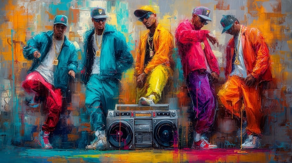 90s Hip-hop Street Mural Digital Art – Vibrant Urban Wall Art