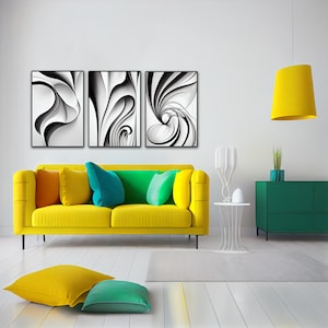 Black Lines Set of 3 | Black Abstract Art Print, Abstract Wall Set, Gallery Wall Art, Minimal Prints | PRINTABLE WALL ART