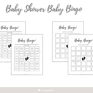 PRINTABLE Baby BINGO Template [Prefilled + Blank], Baby Shower Game Gender Neutral; Instant & Reusable, Easy Download and Print in 2 Size