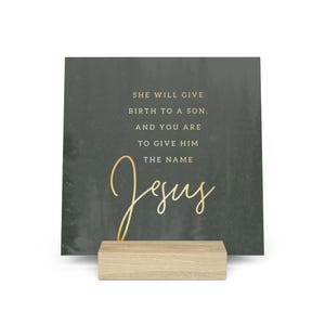 Matthew 1:21 Bible Verse Image, Gallery Board with Stand