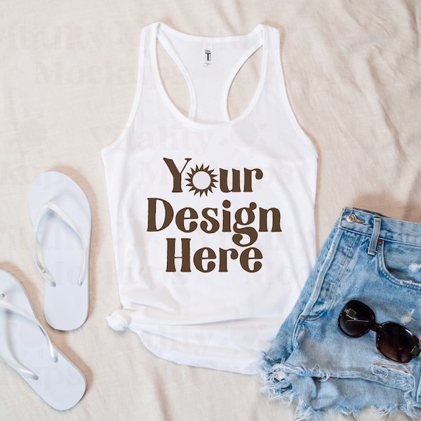 Next Level 1533 Mockup WHITE Tank Top Mockup, Tank Top Flat Lay Mockup, Summer Mockup Racerback Tank Mockup White Shirt Mockup Trendy Mockup