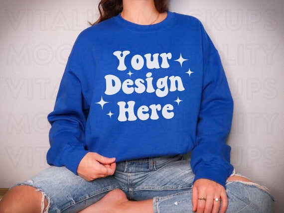 Gildan 18000 Mockup ROYAL BLUE Sweatshirt Mockup Oversized