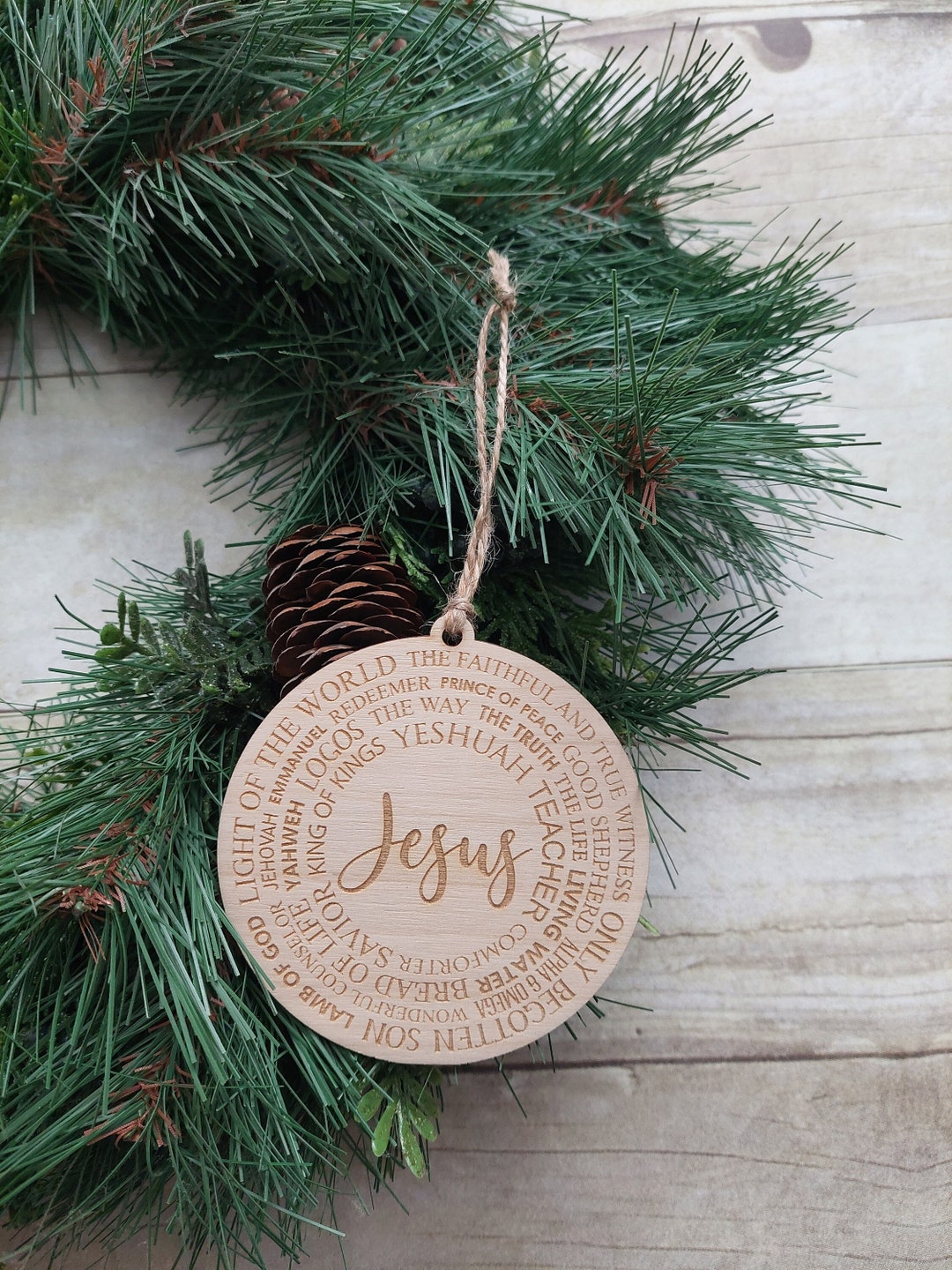 Names of Jesus Ornament or World Rejoices Ornament, Religious Christmas ...