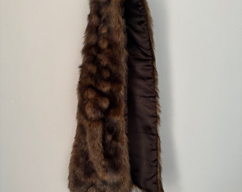 Vintage Faux-Fur* Pull-Through Stole | Scarf, Medium Chestnut Brown - 36"