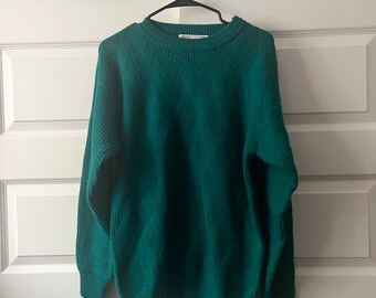 Vintage 100% Wool Yves St. Laurent Turqoise Pullover Sweater, Turqoise - Unisex M