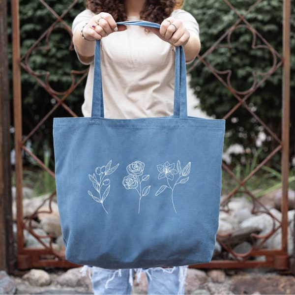 Floral JMJ Tote | Jesus, Mary, and Joseph | Catholic Tote | Catholic Gifts | Catholic Bag | Olive Branch, Rose, Lily | Holy Family