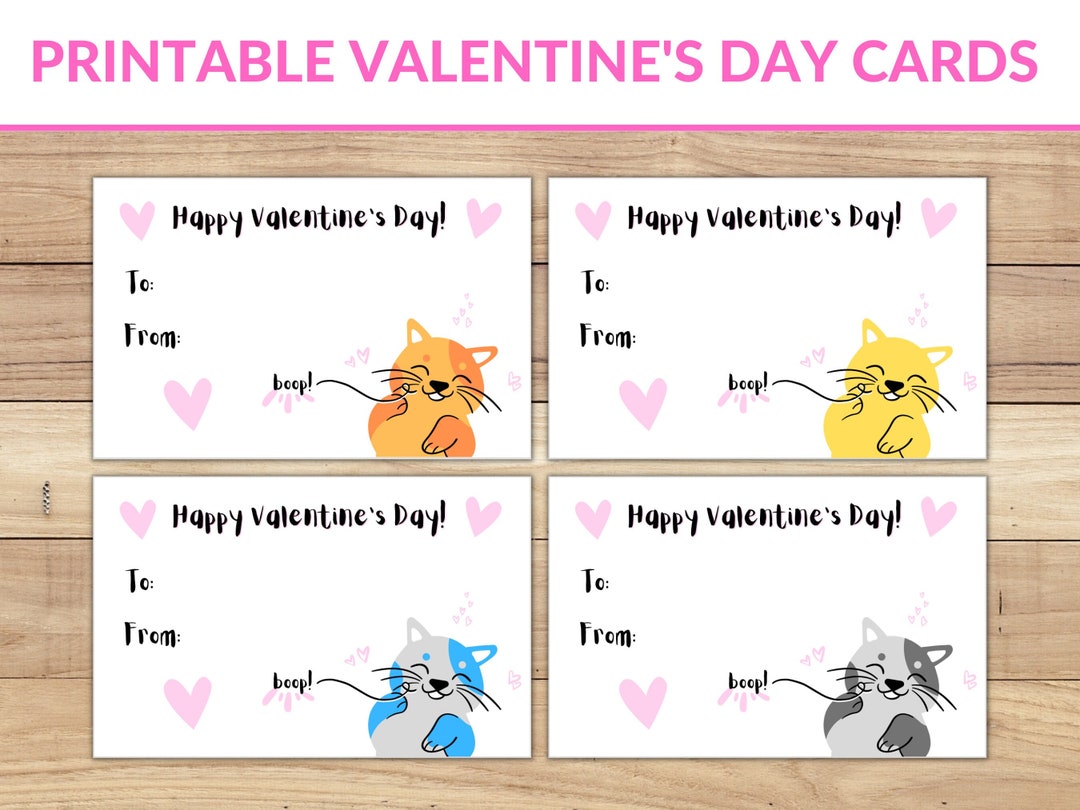 Printable Valentine s Day Cards Cats Etsy