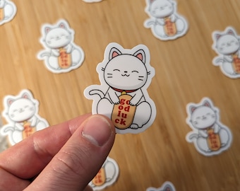 Good Luck Cat Sticker, Maneki Neko Sticker, Cute Lucky Cat Sticker, Kawaii Vinyl Sticker, Japanese Sticker, Cute Good Luck Cat, Lucky Cat