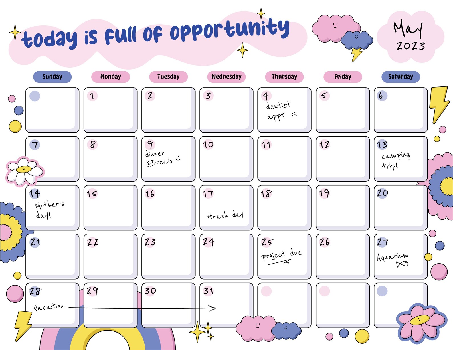 Downloadable Calendar Printable Calendar Printable Kids - Etsy
