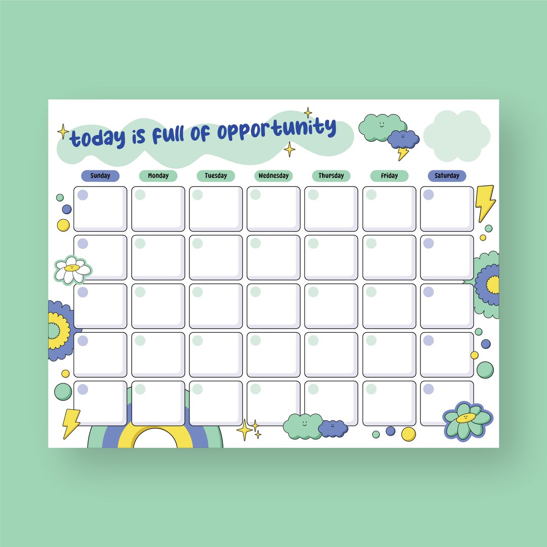 Downloadable Calendar Printable Calendar Printable Kids - Etsy