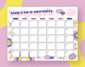 Downloadable Calendar, Printable Calendar, Printable Kids Calendar, Kid Calendar, Cute Calendar, 2024 Calendar, Affirmation Calendar, Kawaii
