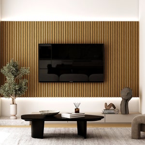 ARQ Acoustic Wood Wall Panel Slats for Interior Wall Decor | Set of 2 Seamless Wood Panels for Walls DIY Wood Slat Wall Panel