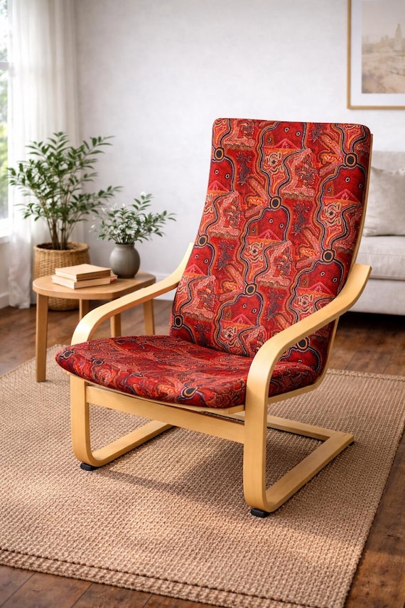 Ikea Poang Chair Cover, Australian Indigenous Art Print, 100% Cotton Slipcover, Made in Australia
