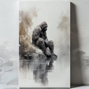 Bigfoot Canvas Digital Print - Bigfoot art, bigfoot painting, sasquatch art, sasquatch, bigfoot gift, cryptid art, bigfoot wall art, cryptid