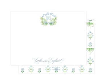 Coastal Elegance Stationery, Custom Personalized Stationery, Watercolor Hydrangea Notecards