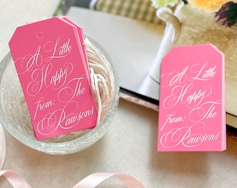 A Little Happy Script Gift Tags, Custom Personalized Gift Tags, Choose Your Color Customize Tags, Fine Paper Goods, Luxury Gift Tags