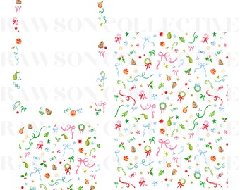 Aquarell Weihnachten PNG Clipart, handgemalter Urlaub Clipart, grüner Rahmen und Toile Muster, transparenter Hintergrund