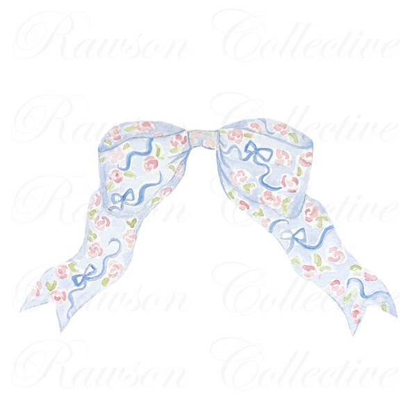 Watercolor Floral Bow PNG Clipart