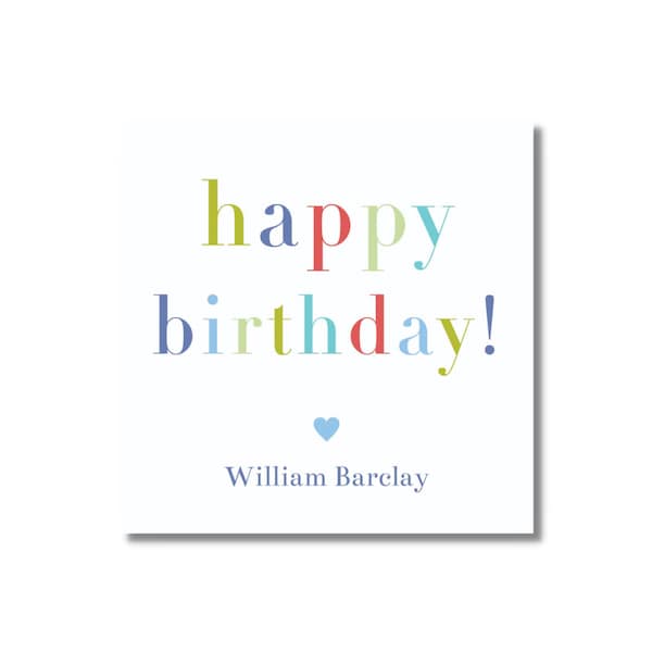 Printable Boy's Colorful Happy Birthday Calling Cards Enclosure Cards Stationery Gift Tags