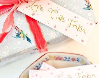 CHOOSE YOUR COLORS | Custom Personalized Women's Gift Tags, Funky Long Skinny Tags with Stars, Trendy Colorful Stationery, Cards for Gifting