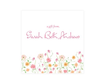 Etiquettes cadeaux fleurs fuchsia, étiquettes cadeaux femme personnalisées personnalisées, étiquettes florales aquarelles, enveloppes de cartes