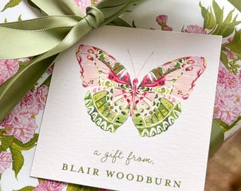 Watercolor Butterfly Gift Tags: Personalized Enclosure Cards - Set of 25