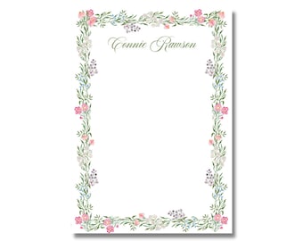 Garden Oasis Notepad, 50 pages, Custom Personalized Notepad, Floral Watercolor Notepad