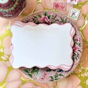 Custom Wavy Scalloped Stationery: Personalized Notecards