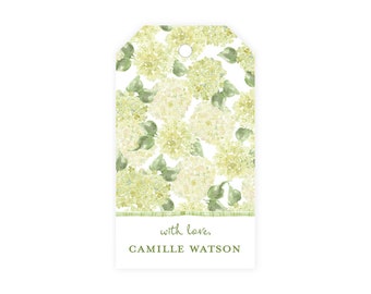 Nantucket Hydrangea Gift Tags, Custom Personalized Floral Hydrangea Gift Tags, Watercolor Grandmillennial Gift Tags