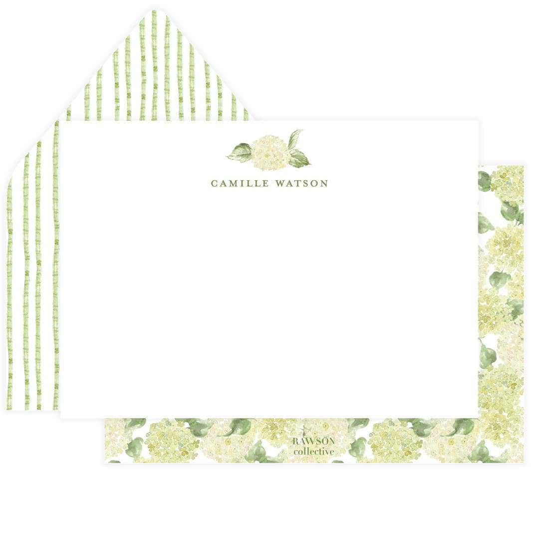 Nantucket Hydrangea Stationery, Custom Personalized Floral Stationery, Watercolor Women's Notecards, Envelope Liners