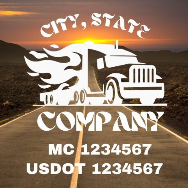 Set of 2 Custom Logo for Commercial Truck Decal, Vehicle Lettering, USDOT Sticker, Permanent Vinyl Sticker