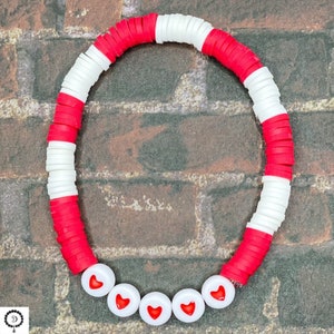 Heishi Beads Bracelet/Polymer Clay Bracelet/Red and white bracelets/heishi bead bracelet/heishi bead jewelry/heishi bracelet summer