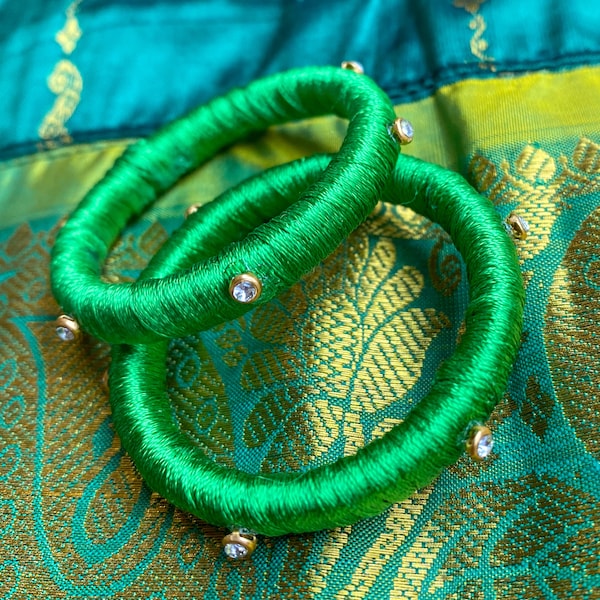 Green silk thread Bangle /Green Bangle / indian bangles / Indian jewelry / Green Silk bangle / Ethnic bangle / silk thread bangle