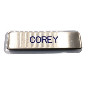 Custom Air Force Silver Name Tag, Magnetic Posts