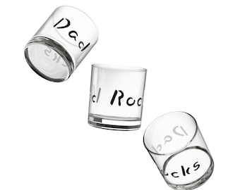 Dad Rocks Whiskey Glass, Father's Day Barware Gift, 10oz