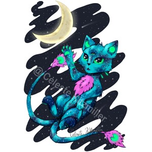 Cosmic Kitty | Digital Cat Piece, Printable Art for Cat Lovers, Instant