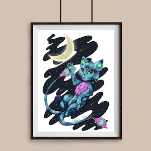 Cosmic Kitty | Digital Cat Piece, Printable Art for Cat Lovers, Instant