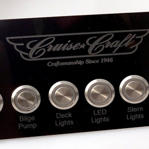 Custom engraved switch dash panel/boat/plane/ car/ equipment black acrylic