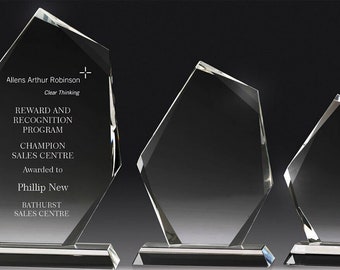 Corporate Business award trophy phoenix classic peak crystal laser engraved