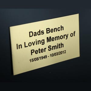 Memorial plaque Tag Metal laser engraved Sign small size 75mm x 40mm