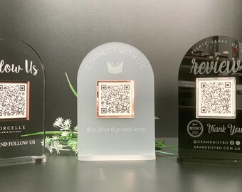 QR Code Sign Business Review, following, socials, menu or payment freestanding Large