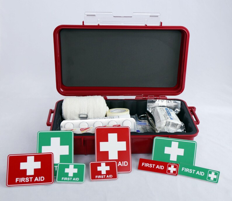 Tag For First Aid Box First Aid Sign Laser Engraved Tag Label Boat Car Caravan 40mm X 30mm ...