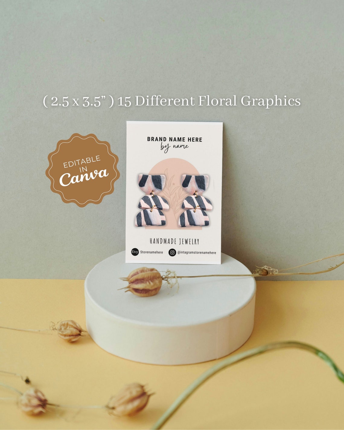 15 Designs Earring Card Template | Editable CANVA | Jewelry Display ...