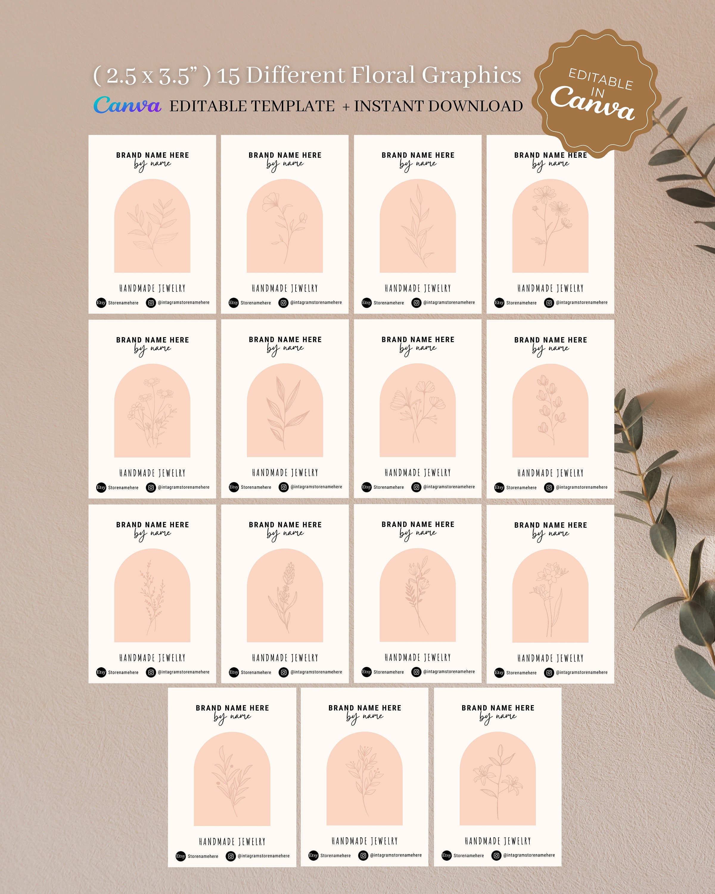 15 Designs Earring Card Template | Editable CANVA | Jewelry Display ...
