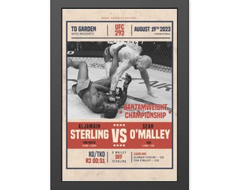 Fight Poster, poster, 292, Suga Sean O'Malley, Aljamain Sterling, UFC poster, MMA poster, wall decor, gift for him