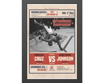 Fight Poster, poster, Versus, Dominick Cruz, Demetrious Johnson, UFC poster, MMA poster, wall decor, gift for him, Mighty Mouse
