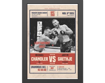 Justin Gaethje vs Michael Chandler UFC 268 Poster, Framed Paper Poster