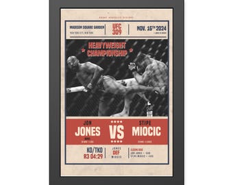 Fight Poster, poster, 309, Jon Bones Jones, Stipe Miocic, UFC poster, MMA poster, wall decor, gift for him, gift for her