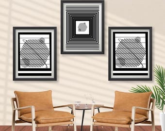 Geometric Lines in Art - Abstract Decor Digital Download (Set of 3)
