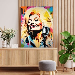 Dolly Parton Vibrant Wall Printable Printed Graffiti Fan Art Country Music Decor